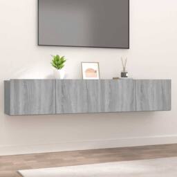 Berkfield Home TV Cabinets 2 pcs Grey Sonoma 80x30x30 cm Engineered Wood - Size: 80 x 30 x 30 cm - thumbnail 2