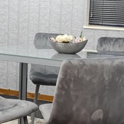 KOSY KOALA Dining Table & 4 Grey Velvet Chairs Grey Glass Table 4 Velvet Chairs Dining Room Furniture in Brown - thumbnail 9