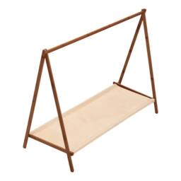 VOGREX Foldable Bamboo Garment Rack with Shoe Shelf in Natural