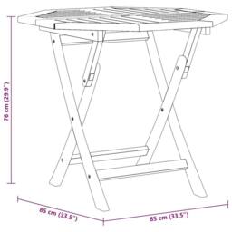 Berkfield Home Folding Garden Table 85x85x76 cm Solid Teak Wood in Brown - Size: 85 x 85 x 76 cm - thumbnail 9