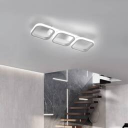 Goeco LED Ceiling Light, 32W Bedroom Chandelier, Square Modern Ceiling Light in White - thumbnail 2