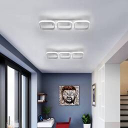 Goeco LED Ceiling Light, 32W Bedroom Chandelier, Square Modern Ceiling Light in White - thumbnail 4