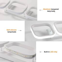 Goeco LED Ceiling Light, 32W Bedroom Chandelier, Square Modern Ceiling Light in White - thumbnail 6