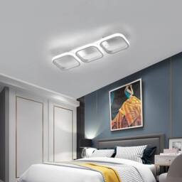 Goeco LED Ceiling Light, 32W Bedroom Chandelier, Square Modern Ceiling Light in White - thumbnail 3