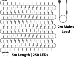 Xmas Haus Cluster Lights Black Rubber ip65 Cool White 5M - thumbnail 2