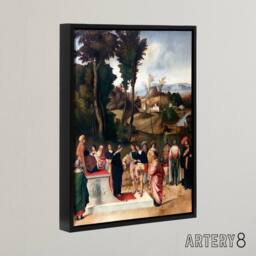 "Artery8 Giorgione Moses Undergoing Trial by Fire Framed Canvas Wall Art Print - Size: W12"" x H16""" - thumbnail 2