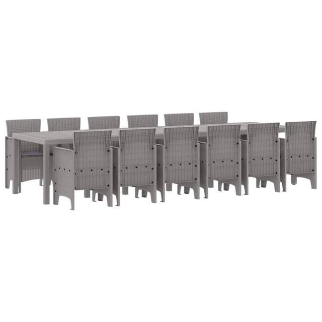 Berkfield Home 13 Piece Garden Dining Set with Cushions Light Grey Poly Rattan - image 1