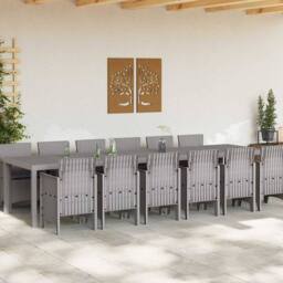 Berkfield Home 13 Piece Garden Dining Set with Cushions Light Grey Poly Rattan - thumbnail 3