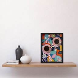 "Artery8 Abstract Trippy Coffee Cups Pop Art Pattern Framed Art Print - Size: W12"" x H16""" - thumbnail 4
