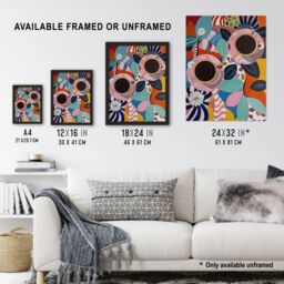 "Artery8 Abstract Trippy Coffee Cups Pop Art Pattern Framed Art Print - Size: W12"" x H16""" - thumbnail 3