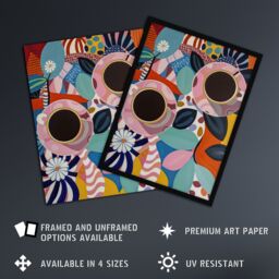 "Artery8 Abstract Trippy Coffee Cups Pop Art Pattern Framed Art Print - Size: W12"" x H16""" - thumbnail 2