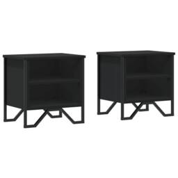 Berkfield Home Decorative Bedside Cabinet Black 2 pcs 40x30x40 cm Engineered Wood - Size: 40 x 30 x 40 cm - thumbnail 3
