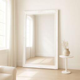 Agenzia 14 Extra Large Antique White Ornate Leaner Wall Mirror - Size: XL - thumbnail 7