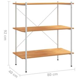 Berkfield Home 3-Tier Shelving Unit White & Oak 80x40x92 cm - Size: 80 x 40 x 92 cm - thumbnail 7