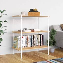 Berkfield Home 3-Tier Shelving Unit White & Oak 80x40x92 cm - Size: 80 x 40 x 92 cm - thumbnail 2