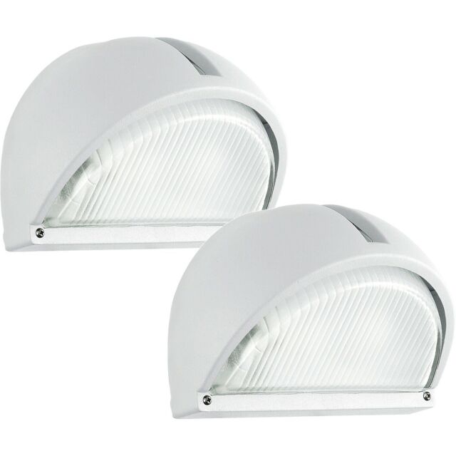 Loops 2 PACK IP44 Outdoor Wall Light White Aluminium 1x 40W E27 Bulb Porch Lamp - image 1