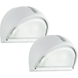 Loops 2 PACK IP44 Outdoor Wall Light White Aluminium 1x 40W E27 Bulb Porch Lamp