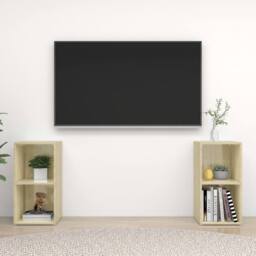 Berkfield Home TV Cabinets 2 pcs Sonoma Oak 72x35x36.5 cm Engineered Wood in Brown - thumbnail 2
