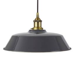 SE Home Slate Grey Chancery Pendant Light - Matt Antique Brass - Black Round - thumbnail 1