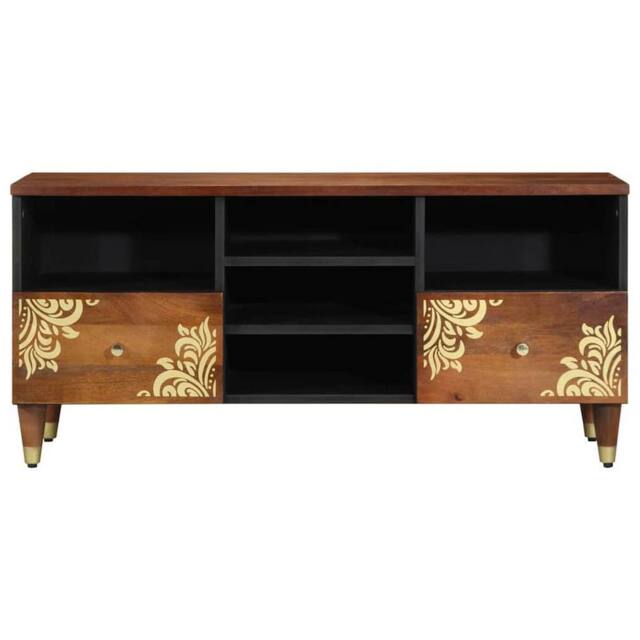 Berkfield Home TV Cabinet 100x33x46 cm Solid Wood Mango in Brown - Size: 100 x 33 x 46 cm - image 1