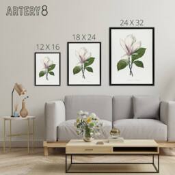 "Artery8 Saucer Magnolia Flower Redoute Vintage Black Framed Canvas Wall Art in White - Size: W12"" x H16""" - thumbnail 4