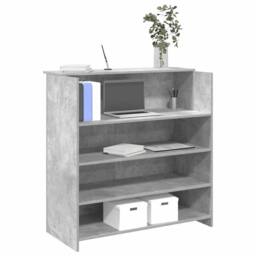 Berkfield Home Reception Desk Concrete Grey 100x50x103.5 cm Engineered Wood - thumbnail 2