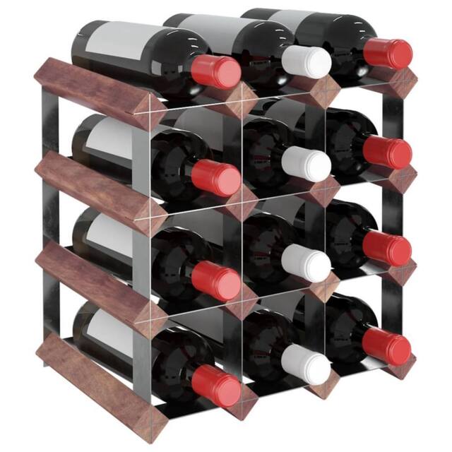 Berkfield Home Beautiful Wine Rack for 12 Bottles Brown Solid Wood Pine - image 1