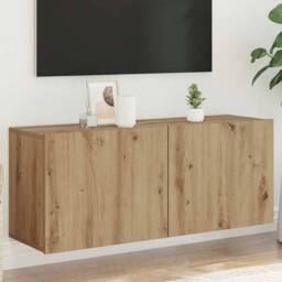 Berkfield Home TV Cabinet Wall-mounted Artisan Oak 100x30x41 cm in Brown - Size: 100 x 30 x 41 cm - thumbnail 2
