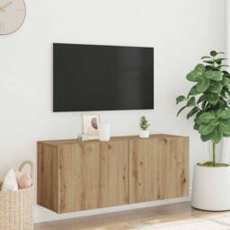 Berkfield Home TV Cabinet Wall-mounted Artisan Oak 100x30x41 cm in Brown - Size: 100 x 30 x 41 cm - thumbnail 3