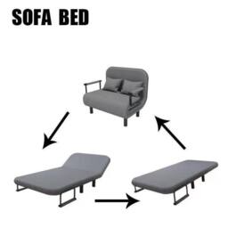 KORVIXA Double 190X100cm Fabric Sofa Bed Sleeper Couch Sofabed in Grey - Size: 0.6m2 - thumbnail 3