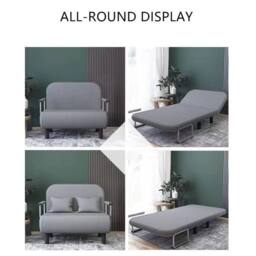 KORVIXA Double 190X100cm Fabric Sofa Bed Sleeper Couch Sofabed in Grey - Size: 0.6m2 - thumbnail 4