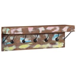 Berkfield Home Stylish Coat Rack with Shelf Wall Mounted Solid Reclaimed Wood & Metal in Brown - thumbnail 1