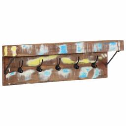 Berkfield Home Stylish Coat Rack with Shelf Wall Mounted Solid Reclaimed Wood & Metal in Brown - thumbnail 2