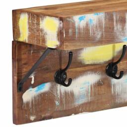 Berkfield Home Stylish Coat Rack with Shelf Wall Mounted Solid Reclaimed Wood & Metal in Brown - thumbnail 7
