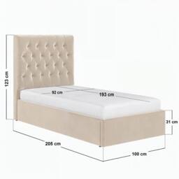 Flair Milan Velvet Single Ottoman Bed in Beige - thumbnail 6