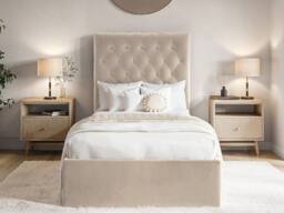 Flair Milan Velvet Single Ottoman Bed in Beige - thumbnail 3