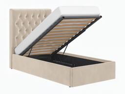 Flair Milan Velvet Single Ottoman Bed in Beige - thumbnail 5