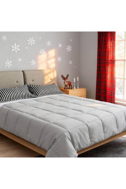 Living and Home Down Alternative Quilted Duvet Insert with Corner Tabs in Light Grey - Size: Single - image 1