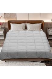 Living and Home Down Alternative Quilted Duvet Insert with Corner Tabs in Light Grey - Size: Single - thumbnail 4