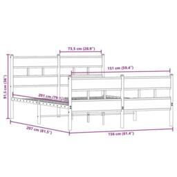 Berkfield Home Metal Bed Frame without Mattress Smoked Oak 150x200 cm King Size in Brown - thumbnail 9