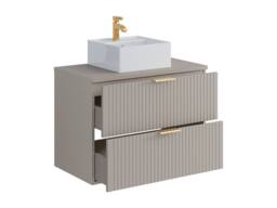Vente-unique Fluted Wall-Hung Bathroom Unit With Square Countertop Basin - Beige - thumbnail 7