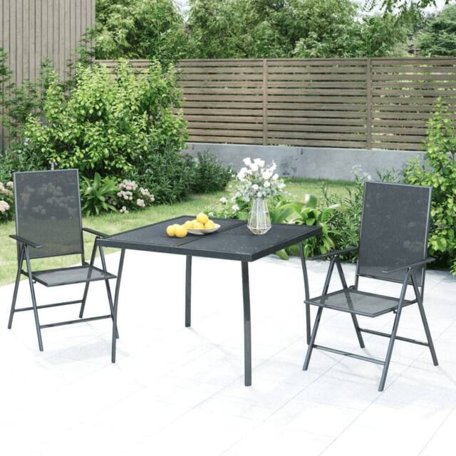 Berkfield Home 3 Piece Garden Dining Set Anthracite Steel in Black - image 1