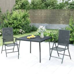 Berkfield Home 3 Piece Garden Dining Set Anthracite Steel in Black - thumbnail 1