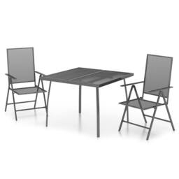 Berkfield Home 3 Piece Garden Dining Set Anthracite Steel in Black - thumbnail 2