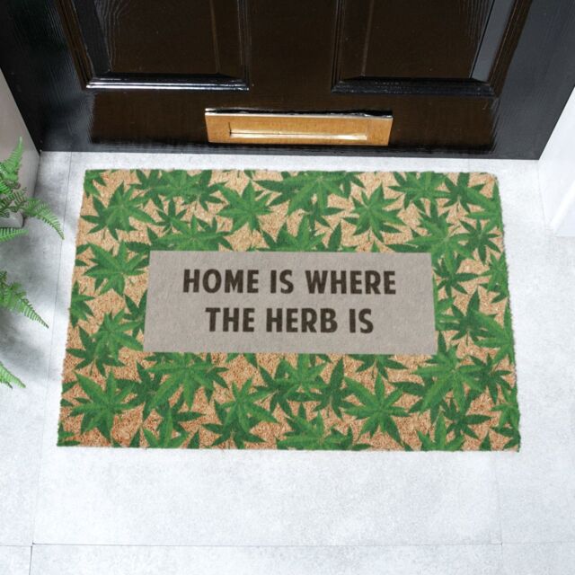 Artsy Mats Home Is Where The Herb Is Doormat (60 x 40cm) in Brown - Size: 40 cm x 60 cm - image 1