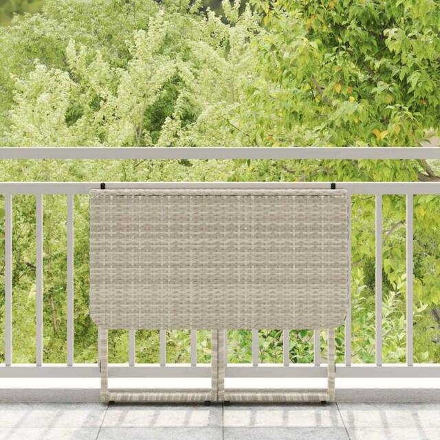 Berkfield Home Beautiful Folding Garden Table Light Grey 90x51x75 cm Poly Rattan - Size: 90 x 51 x 75 cm - image 1
