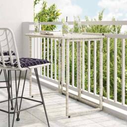 Berkfield Home Beautiful Folding Garden Table Light Grey 90x51x75 cm Poly Rattan - Size: 90 x 51 x 75 cm - thumbnail 2