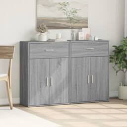 Berkfield Home Sideboards 2 pcs Grey Sonoma 60x30x84 cm Engineered Wood - Size: 60 x 30 x 84 cm - thumbnail 3
