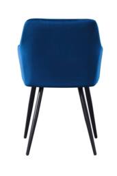 Life Interiors Set of 4 Camden Modern Velvet Dining Chairs with Armrests, Quilted Design & Black Metal Legs in Royal - thumbnail 4