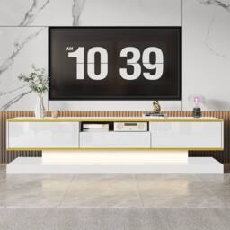 BTM Modern TV Cabinet with Three Drawers & an Open Compartment in White - thumbnail 9